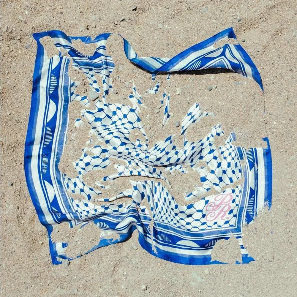 NWT PaliRoots FISHNET SILK BANDANA NAVY - Picture 6 of 10